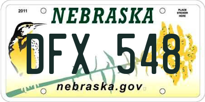 NE license plate DFX548