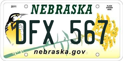 NE license plate DFX567