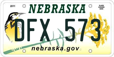 NE license plate DFX573