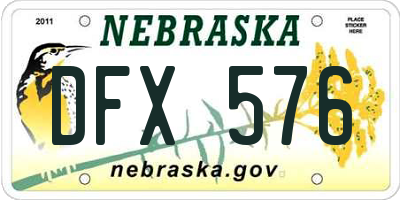 NE license plate DFX576