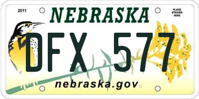 NE license plate DFX577