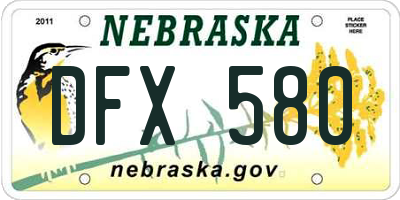 NE license plate DFX580
