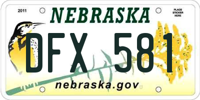 NE license plate DFX581