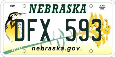 NE license plate DFX593
