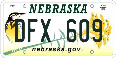 NE license plate DFX609
