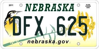 NE license plate DFX625