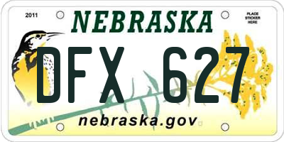 NE license plate DFX627