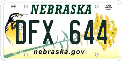 NE license plate DFX644