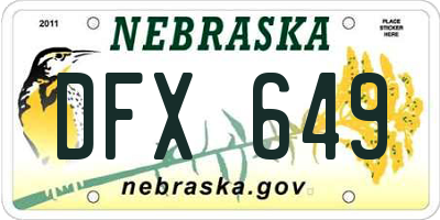 NE license plate DFX649