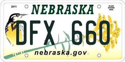 NE license plate DFX660