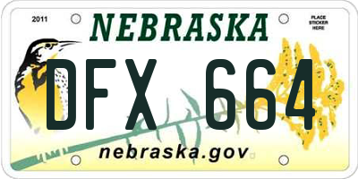 NE license plate DFX664