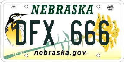 NE license plate DFX666