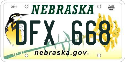 NE license plate DFX668