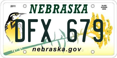NE license plate DFX679