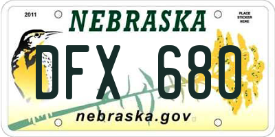NE license plate DFX680