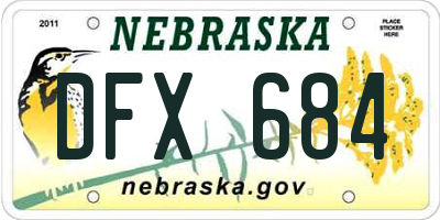 NE license plate DFX684