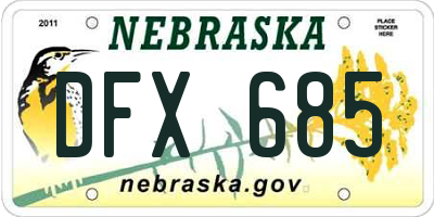 NE license plate DFX685