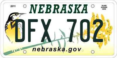 NE license plate DFX702