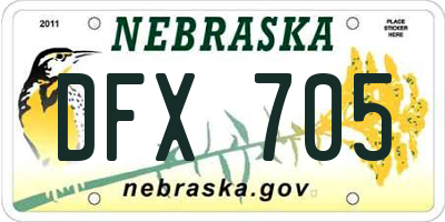 NE license plate DFX705