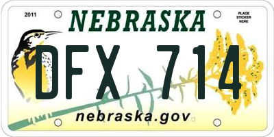 NE license plate DFX714