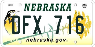 NE license plate DFX716