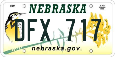 NE license plate DFX717