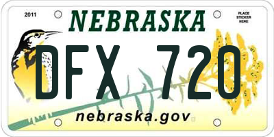NE license plate DFX720