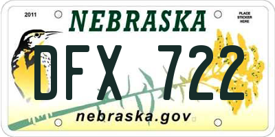 NE license plate DFX722
