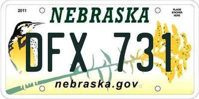 NE license plate DFX731