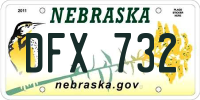 NE license plate DFX732