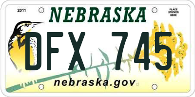 NE license plate DFX745