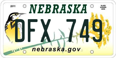 NE license plate DFX749
