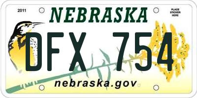 NE license plate DFX754