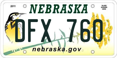 NE license plate DFX760