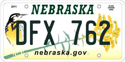 NE license plate DFX762