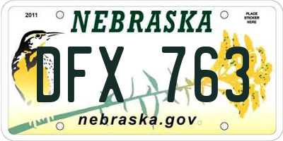 NE license plate DFX763