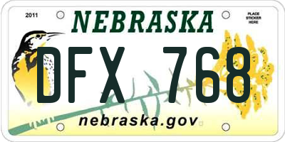 NE license plate DFX768