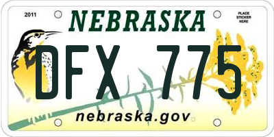 NE license plate DFX775