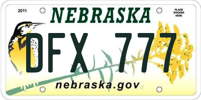 NE license plate DFX777