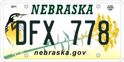 NE license plate DFX778