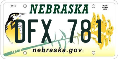 NE license plate DFX781