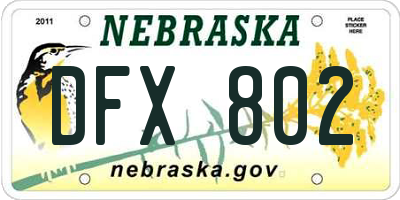 NE license plate DFX802