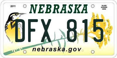 NE license plate DFX815