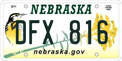 NE license plate DFX816
