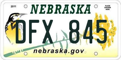NE license plate DFX845