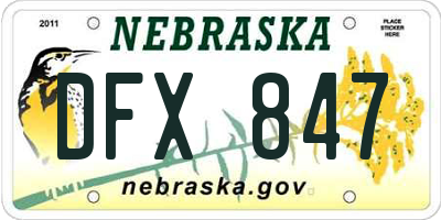 NE license plate DFX847