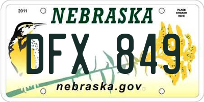 NE license plate DFX849