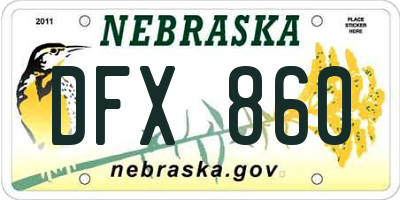 NE license plate DFX860