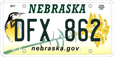 NE license plate DFX862