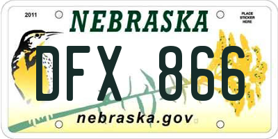 NE license plate DFX866
